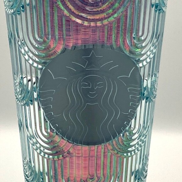 Starbucks Teal Iridescent Mermaid Scale Cold Cup Tumbler 24 oz - Picture 2 of 5